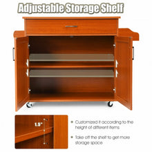 Load image into Gallery viewer, Rolling Kitchen Island Cart with Towel and Spice Rack-Cherry
