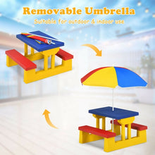 Load image into Gallery viewer, Kids Picnic Folding Table and Bench with Umbrella-Yellow

