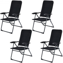 Load image into Gallery viewer, Set of 4 Patio Folding Chairs with Adjustable Backrest-Black
