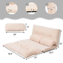 Load image into Gallery viewer, 6-Position Adjustable Sleeper Lounge Couch with 2 Pillows-Beige
