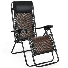 Load image into Gallery viewer, 2Pcs Folding Patio Rattan Zero Gravity Lounge Chair-Coffee
