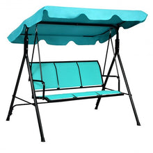 Load image into Gallery viewer, Outdoor Patio 3 Person Porch Swing Bench Chair with Canopy-Blue
