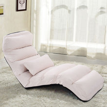 Load image into Gallery viewer, Folding Lazy Sofa Chair Stylish Sofa Couch Beds Lounge Chair W/Pillow-White
