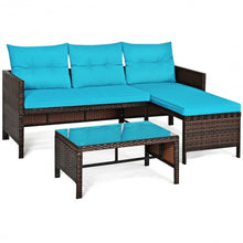 Load image into Gallery viewer, 3 Piece Patio Wicker Rattan Sofa Set-Turquoise
