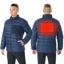 Load image into Gallery viewer, Electric USB Men’s Down Heated Jacket Thermal Stand Collar Coat-Navy-XXXL
