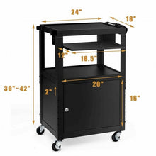 Load image into Gallery viewer, Mobile Steel Height Adjustable AV Presentation Cart w/ Locked Cabinet &amp; Keyboard
