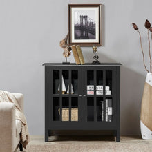 Load image into Gallery viewer, Glass Door Sideboard Console Storage Buffet Cabinet-Black
