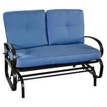 Load image into Gallery viewer, Outdoor Patio Cushioned Rocking Bench Loveseat-Blue
