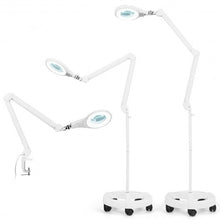 Load image into Gallery viewer, 2-in-1 LED Magnifying Glass Floor Lamp with Rolling Wheel-White
