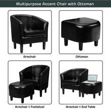 Load image into Gallery viewer, Modern Accent Tub Chair and Ottoman Set with Fabric Upholstered-Black
