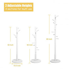 Load image into Gallery viewer, Wooden Coat Rack Stand Entryway Hall Tree 2 Adjustable Height w/ 10 Hooks-White
