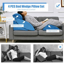 Load image into Gallery viewer, 4 Pcs Bed Wedge Pillow Incline with Head Support for Rest
