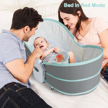 Load image into Gallery viewer, 5 in 1 Portable Baby Multi-Functional Crib with Canopy Toys-Green
