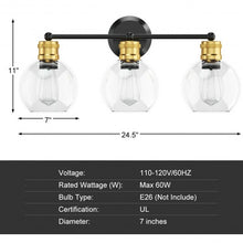 Load image into Gallery viewer, Modern 3-light Bubbled Glass Vanity Light
