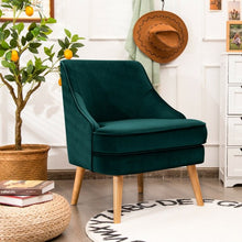 Load image into Gallery viewer, Velvet Upholstered Accent Chair with Rubber Wood Legs-Green
