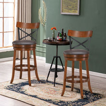 Load image into Gallery viewer, Set of 2 Bar Stools 360-Degree Swivel Dining Bar Chairs with Rubber Wood Legs-29.5 inch

