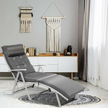 Load image into Gallery viewer, Outdoor Lightweight Folding Chaise Lounge Chair-Gray
