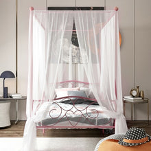 Load image into Gallery viewer, Twin Size Metal Canopy Bed Frame 4 Poster Steel Slats Headboard Footboard-Pink
