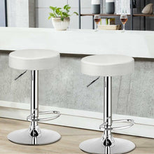 Load image into Gallery viewer, 1 PC Round Bar Stool Adjustable Swivel Pub Chair-White
