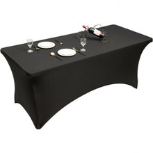 Load image into Gallery viewer, 2Pcs 8 ft Rectangular Spandex Wedding Tablecloth-Black
