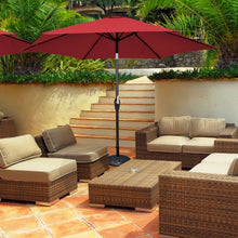 Load image into Gallery viewer, 9 ft Outdoor Market Patio Table Umbrella Push Button Tilt Crank Lift-Burgundy

