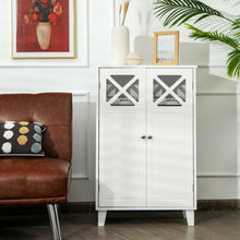 Load image into Gallery viewer, Wooden Freestanding Storage Cabinet with Visible Windows and 1 Adjustable Shelf
