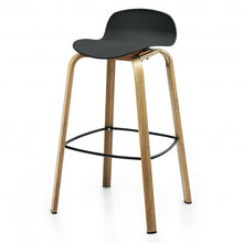 Load image into Gallery viewer, Set of 2 Modern Barstools Pub Chairs with Low Back and Metal Legs-Black
