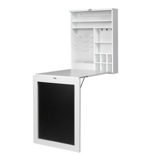 Space Saver Convertible Wall Mounted Desk-White