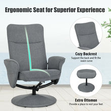 Load image into Gallery viewer, Fabric Massage Swivel Lounge Recliner with Ottoman-Gray
