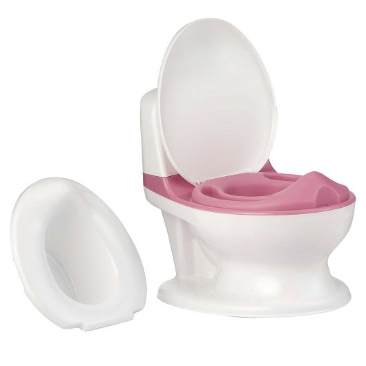 Kids Realistic Flushing Sound Lighting Potty Training Transition Toilet -Pink