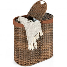 Load image into Gallery viewer, Handwoven Laundry Hamper Basket with 2 Removable Liner Bags-Brown
