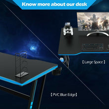 Load image into Gallery viewer, 47.5 Inch Z-Shaped Computer Gaming Desk with Handle Rack-Blue

