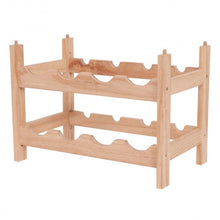 Load image into Gallery viewer, 2 Tier Storage 8 Bottle Wood Wine Rack
