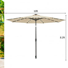 Load image into Gallery viewer, 10&#39; Solar LED Lighted Patio Market Umbrella Shade Tilt Adjustment Crank-Beige
