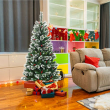Load image into Gallery viewer, 5 ft Snow Flocked Artificial Christmas Hinged Tree
