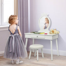 Load image into Gallery viewer, Kids Vanity Makeup Table &amp; Chair Set Make Up Stool-White
