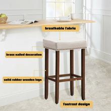 Load image into Gallery viewer, Set of 2 Nailhead Saddle Bar Stools 29&quot; Height

