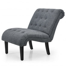 Load image into Gallery viewer, Upholstered Tufted Lounge Chair with Wood Leg-Dark Gray
