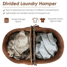 Load image into Gallery viewer, Handwoven Laundry Hamper Basket with 2 Removable Liner Bags-Brown
