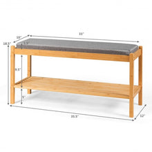 Load image into Gallery viewer, Bamboo Upholstered Padded Shoes Storage Bench
