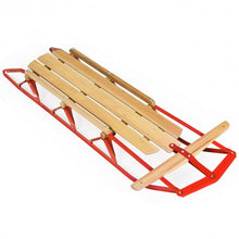 Load image into Gallery viewer, 54&quot; Kids Wooden Snow Sled w/ Metal Runners &amp; Steering Bar
