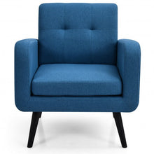 Load image into Gallery viewer, Modern Upholstered Comfy Accent Chair Single Sofa with Rubber Wood Legs-Navy
