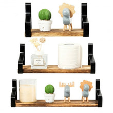 Load image into Gallery viewer, Rustic Wood Wall-Mounted Floating Shelves Set of 3
