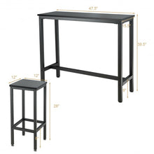 Load image into Gallery viewer, 3 Pieces Bar Table Counter Breakfast Bar Dining Table with Stools-Black
