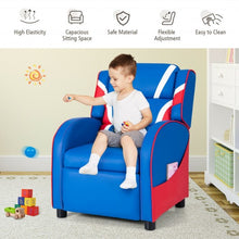 Load image into Gallery viewer, Kids Leather Recliner Chair with Side Pockets-Blue
