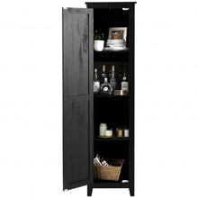 Load image into Gallery viewer, Linen Tower Bathroom Storage Cabinet Tall Slim Side Organizer with Shelf-Black
