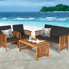 Load image into Gallery viewer, 4PCS Patio Solid Wood Furniture Set-Black

