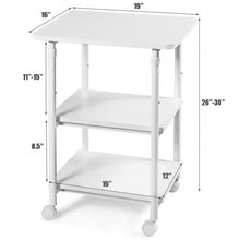 Load image into Gallery viewer, 3-tier Adjustable Printer Stand with 360° Swivel Casters-White
