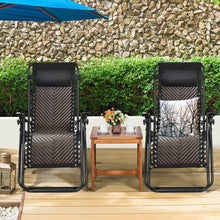 Load image into Gallery viewer, 2Pcs Folding Patio Rattan Zero Gravity Lounge Chair-Coffee
