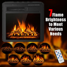 Load image into Gallery viewer, 18&quot; Electric Fireplace Insert Freestanding and Recessed Heater Log Flame Remote
